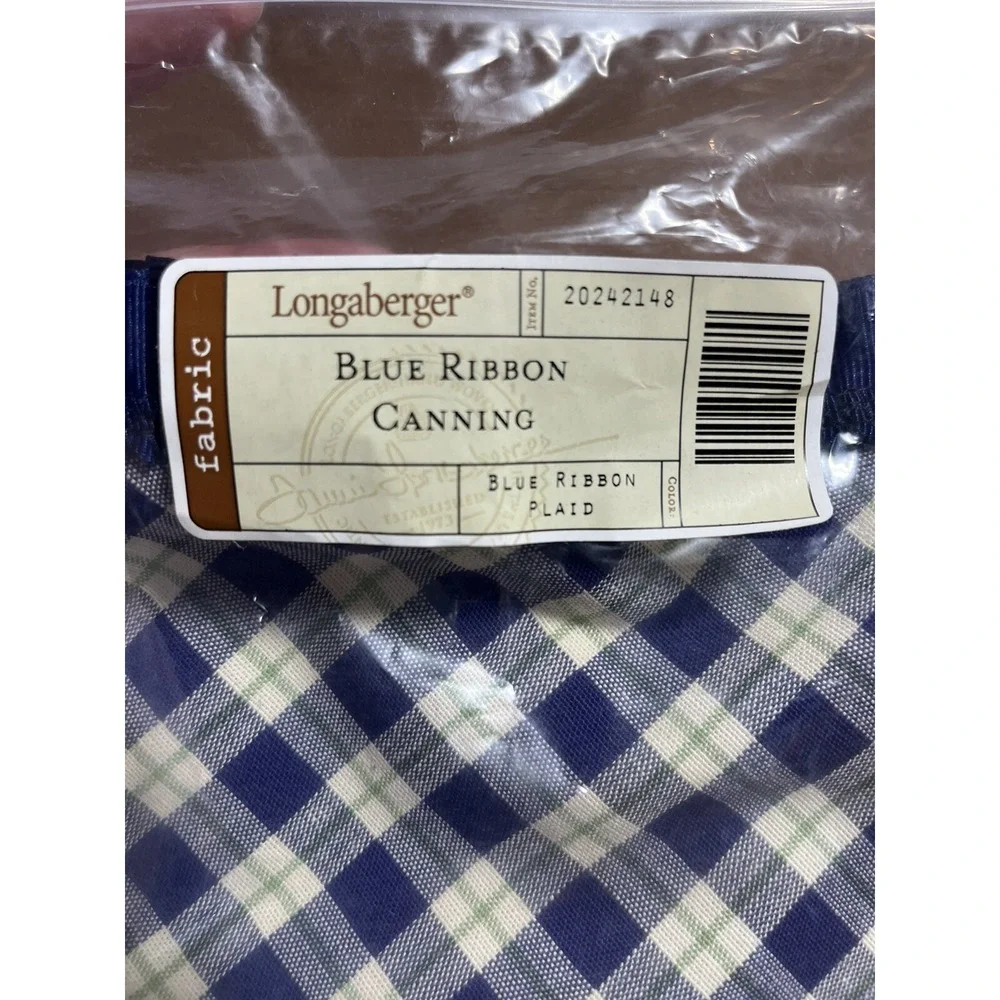 Longaberger Basket Liner Blue Ribbon Plaid Liner Canning Basket Liner